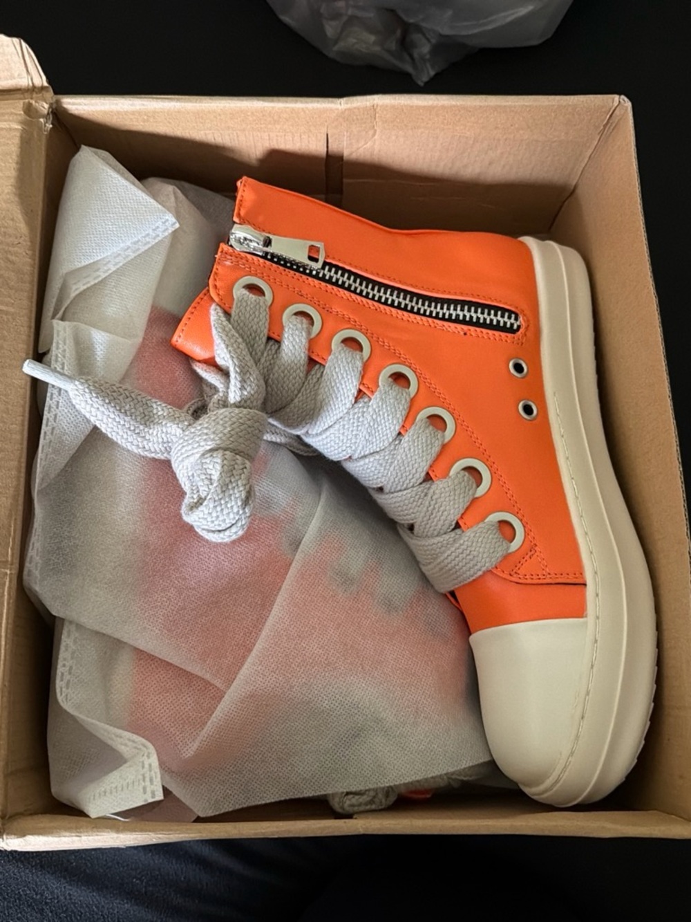 Orange Women's High-Top Sneaker with Side Zip